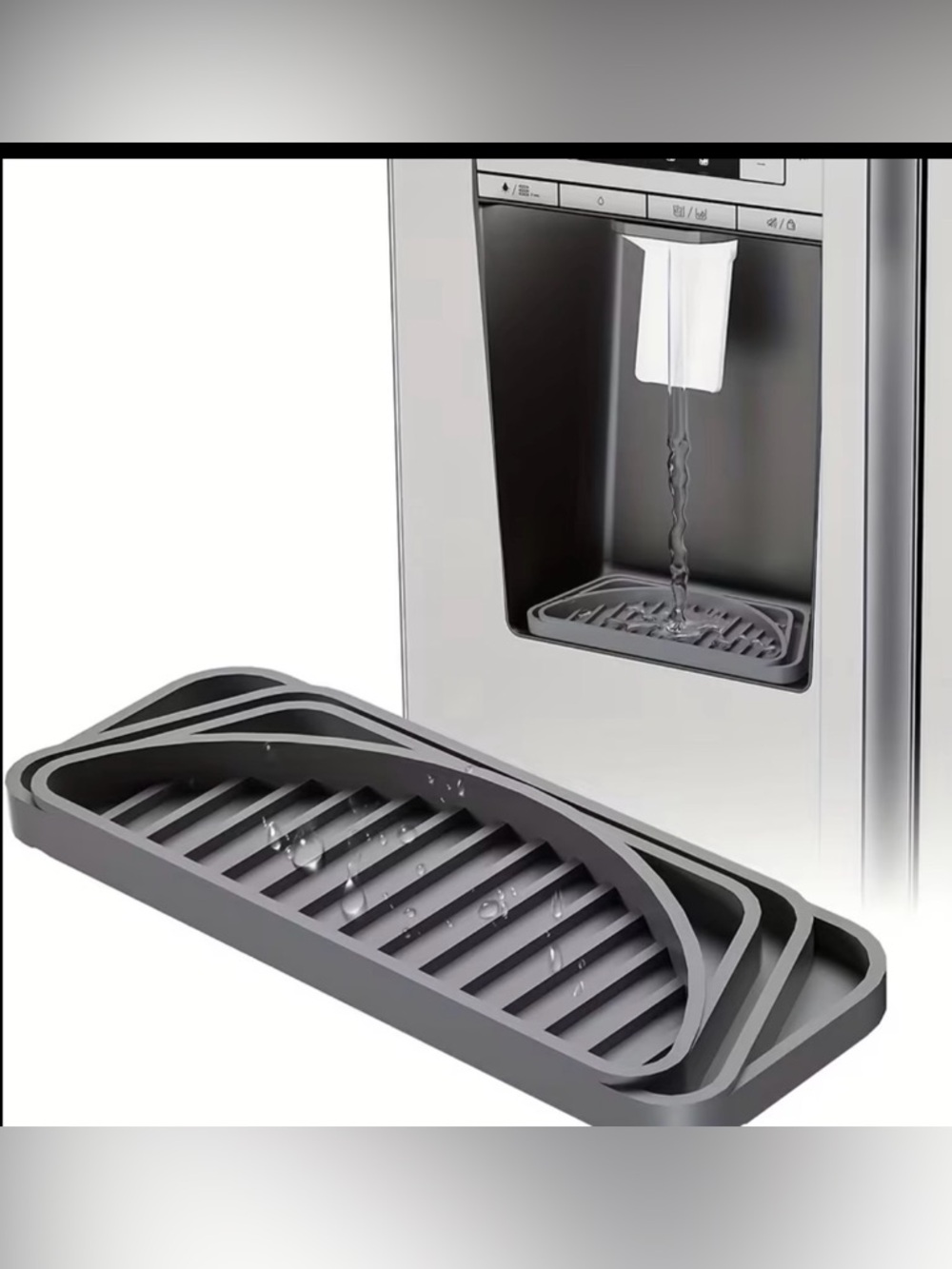 NWT-Silicone Refrigerator Water Dispenser Coffee Maker Black Drip Catcher Tray